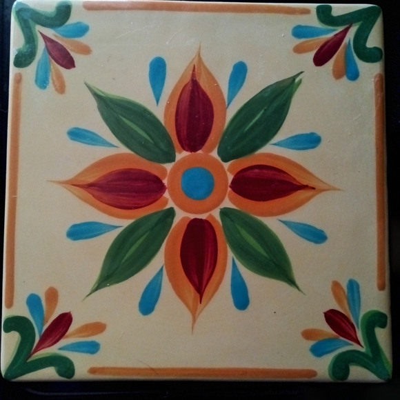 Southern Living at Home Floral Trivet Wall Hanging Tile Mexican Theme 6"x6" $15 - Picture 5 of 5